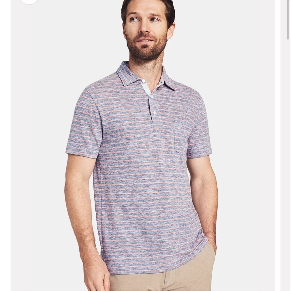 FAHERTY Short Sleeve Striped Polo SZ M
